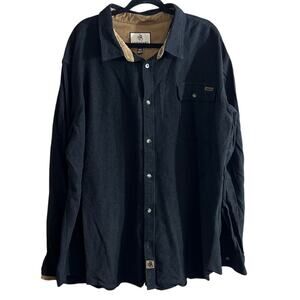 Legendary Whitetails Big Men's Dark Charcoal Grey Tan Long Sleeve Shirt Size 4XL